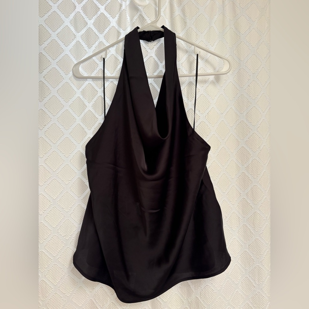 BNWT Sexy Satin Black Halterneck Top